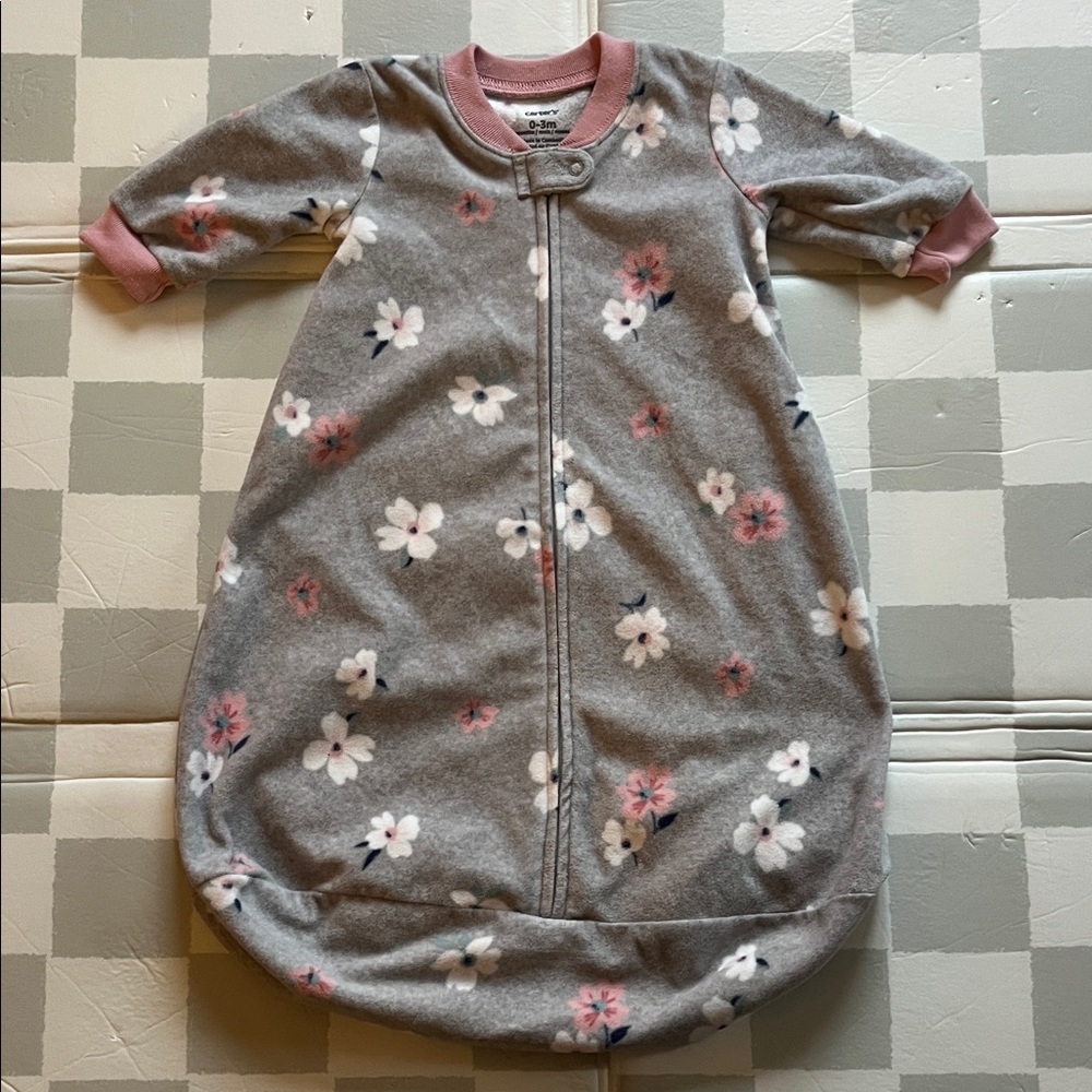 Carter's Gray Sleep Sack with Pink Floral Design